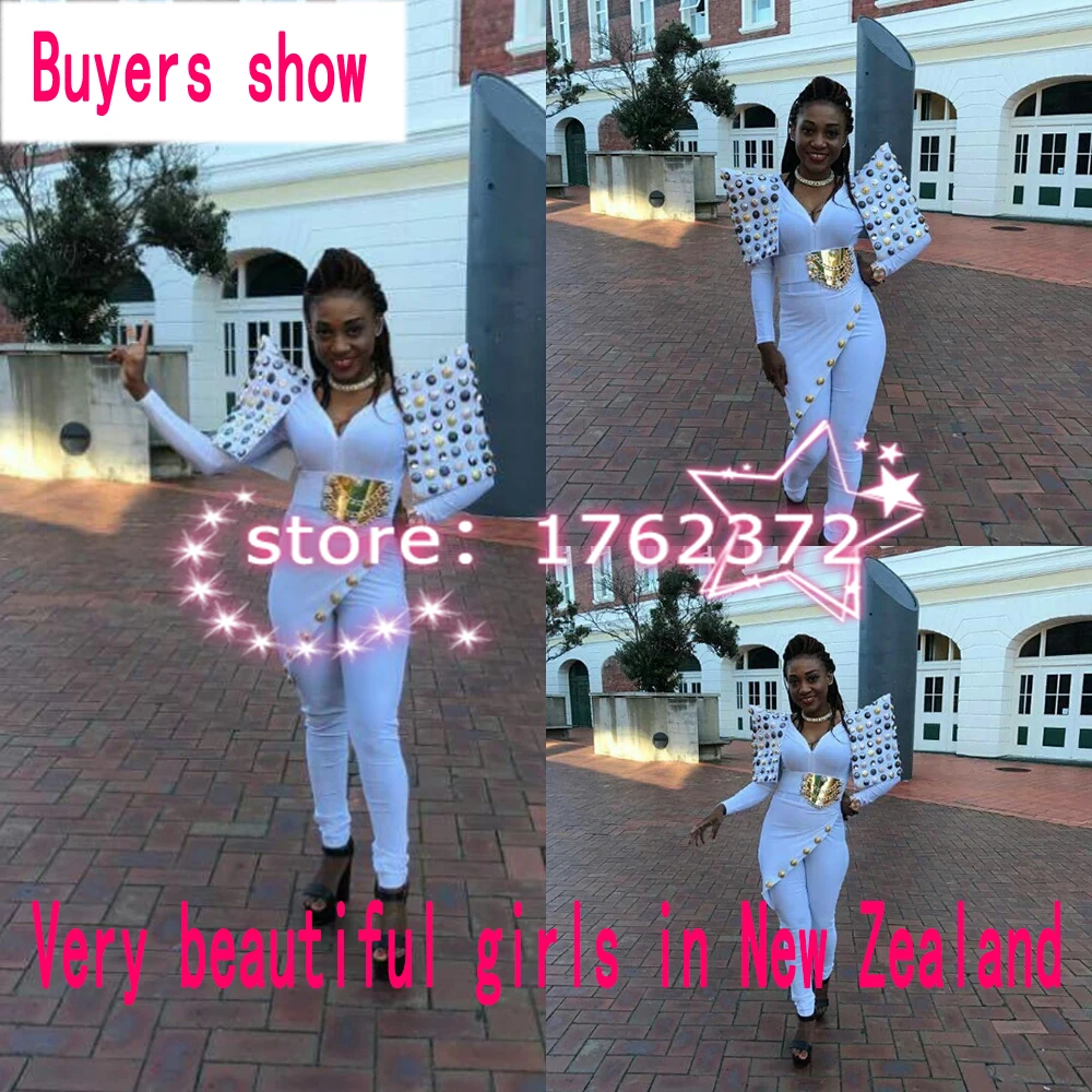 Новинка 2017 певица костюм бар DJ Ds сексуальный белый комбинезон выступления одежды