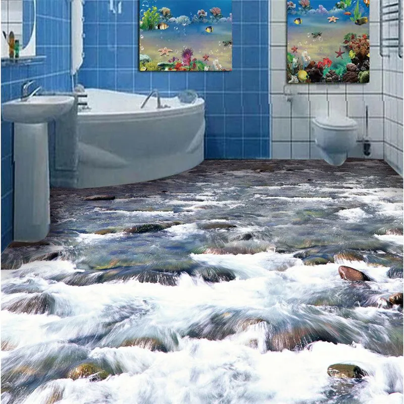 Картина beibehang 3D настенная бумага кристально прозрачная река вода ванная комната