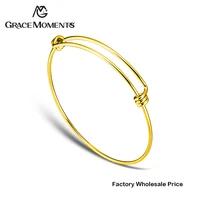 50pcs grace moments 1 6mm thick gold color cable wire bangle women adjustable cuff bracelet 50mm 55mm 60mm 65mm never fade jewel