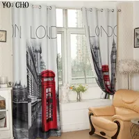 YO CHO 1 Painel Thick Readymade Christmas Valances Cheap Curtains Door Bedroom Blackout 3d Curtains For Living Room With London