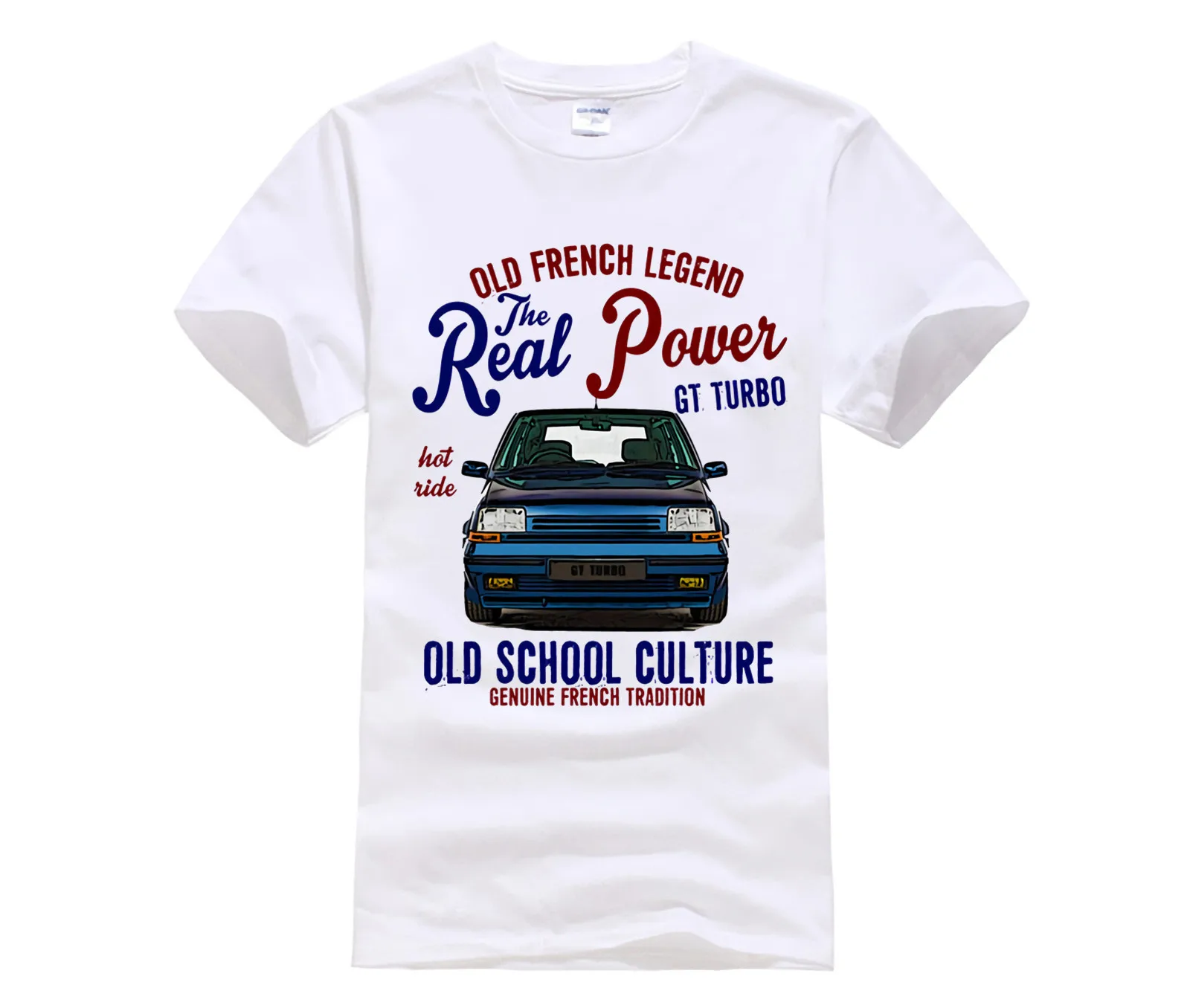 Летняя мужская футболка с винтажным французским автомобилем Renault 5 GT Turbo Real power новая хлопковая Футболка мужская летняя футболка с коротким рукавом классическая - Цвет: white