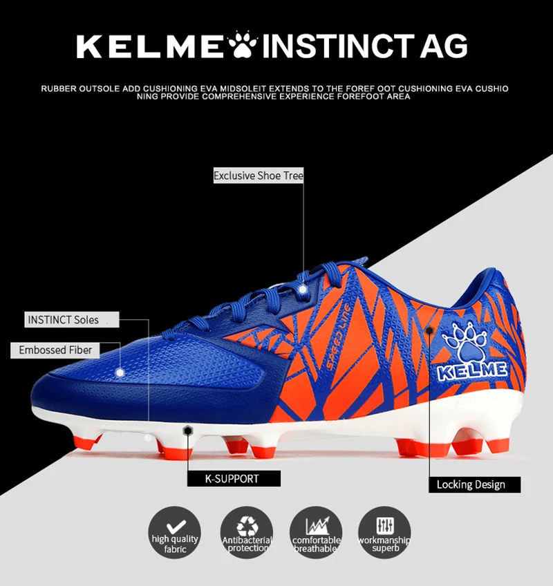 KELME, детские кроссовки, серия, для мальчиков и девочек, футбольная обувь, для детей, AG& TF, для улицы, для футбола, профессиональная тренировочная спортивная обувь, K97C