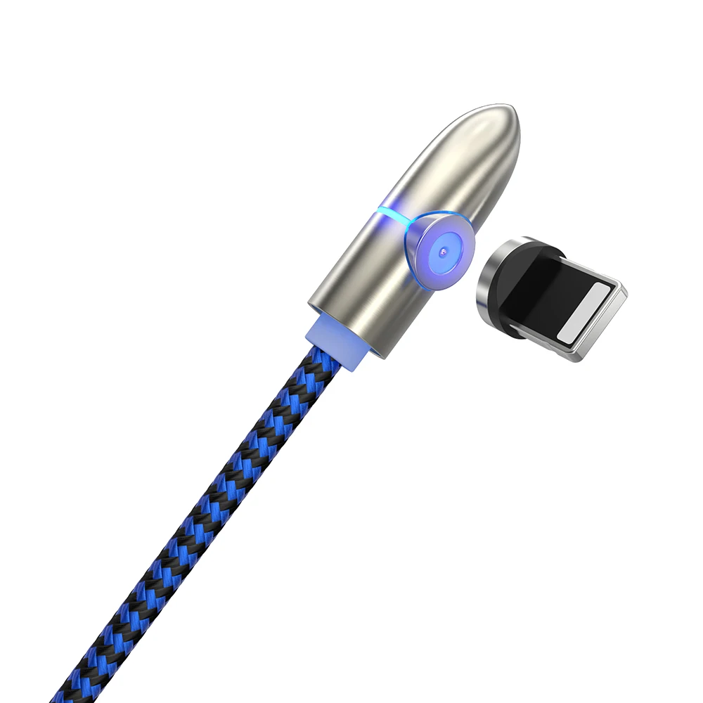 Синий Магнитный зарядный кабель KEYSION L-Line, светодиодный кабель 90 градусов для iPhone X 8 7 6 Plus и кабель Micro USB и кабель usb type-C USB C - Цвет: Синий
