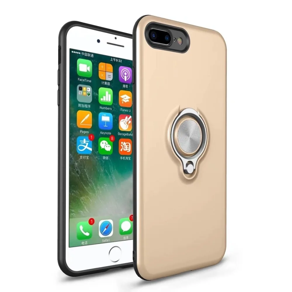 Shockproof Case for iPhone 7 8 Plus 6 6S Luxury Metal Finger Ring Car Holder Stand For X 5 5S SE Cover |