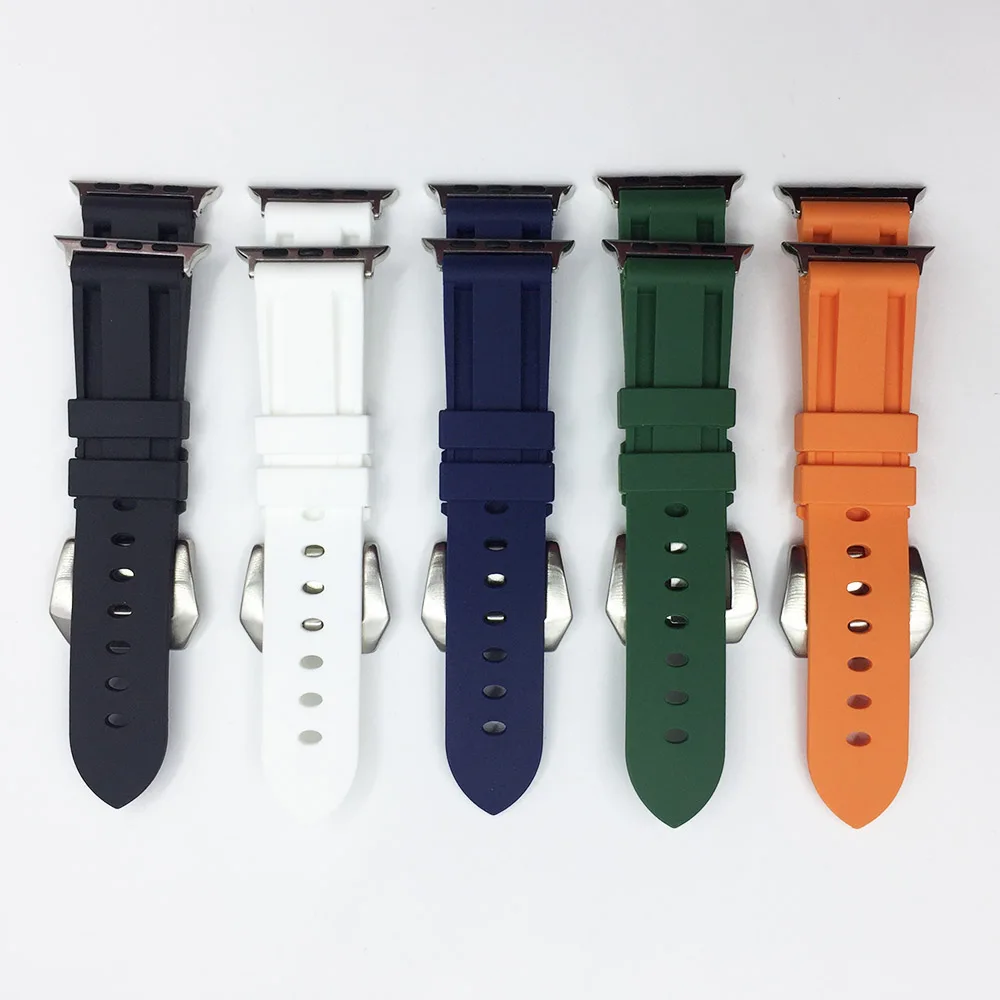 Ремешок резиновый для Apple Watch 42 мм 44 браслет часов iWatch Series 7 SE 6 5 4 3 38 40 41 45