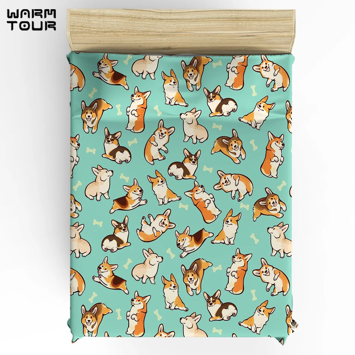 WARMTOUR пододеяльник Jolly Corgis в зеленом пододеяльнике набор 4 шт. постельных принадлежностей для кроватей