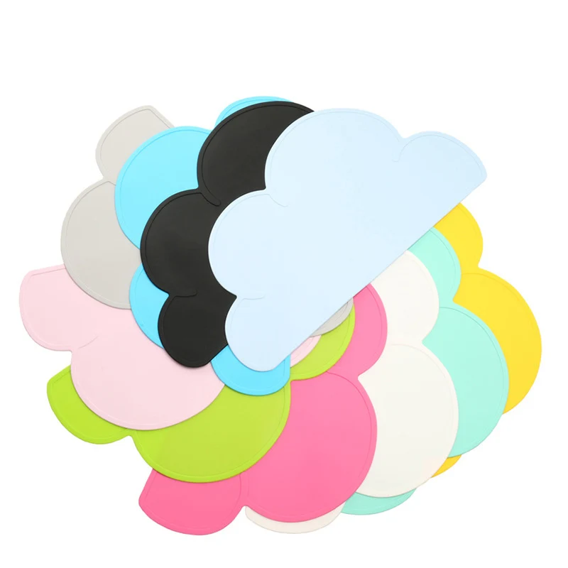 

1Pcs Waterproof Silicone Placemat Northern Europe Baby Kids Cloud Shaped Plate Mat Table Mat Home Kitchen Accessories 47*27cm