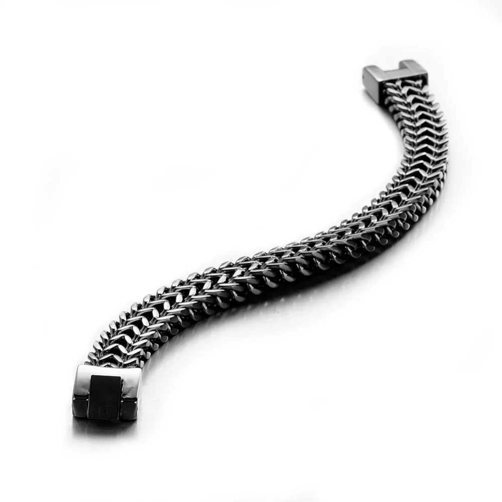 Hot Black Figaro Chain Trend Bracelet Stainless Steel Jewelry Men's/ Women's Bangle Wristband Punk Rock Gift 8.66&quot12mm |