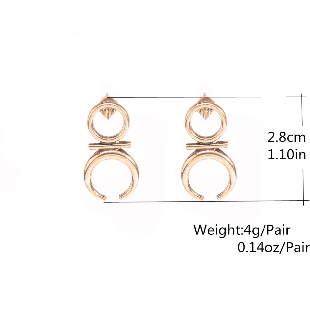 (1 pair/lot) Simple Disgn Couple Antique Silver Metal Moon Stud Earring | Украшения и аксессуары