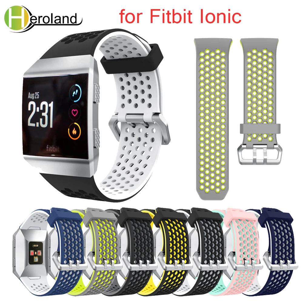 Silicone Sport Watch Bands Bracelet  Light weight Ventilate for Fitbit Ionic Smart Watch Adjustable Replacement Bangle Accessory