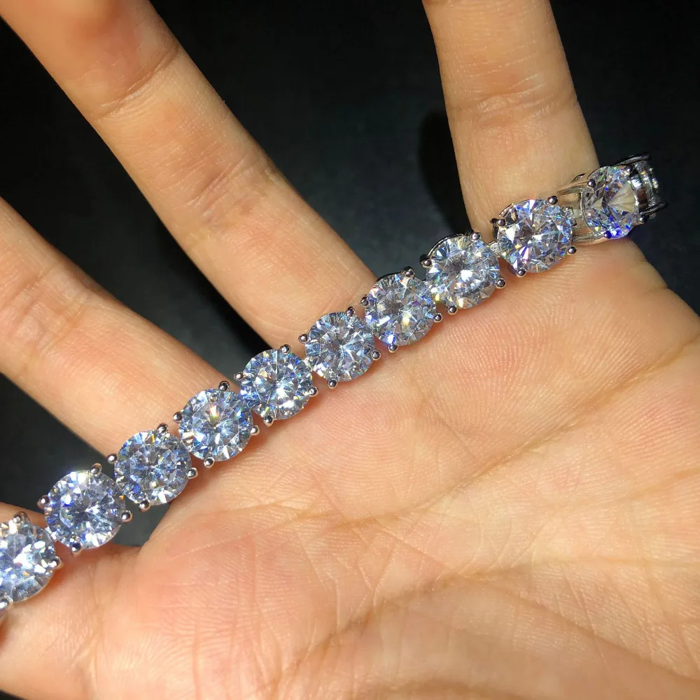 CY& CM 1 ряд Круглый CZ 8 мм Теннисный браслет золотой серебряный Iced Out тон 20 см медь Bling кубический цирконий мужские хип хоп ювелирные изделия