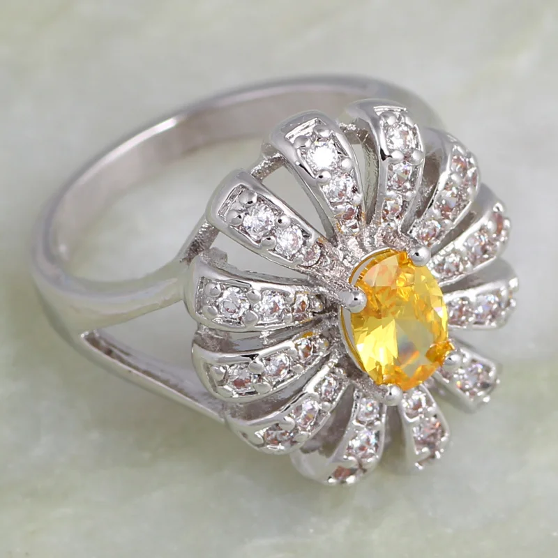 Свадебные аксессуары серебряный цвет ювелирные изделия желтый CZ кольца для
