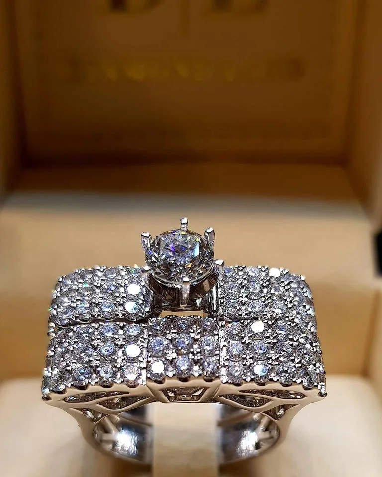 Новинка, модное винтажное белое роскошное AAA кольцо с цирконием, набор для женщин, девушек, на день рождения, свадьбу, подарки, ювелирные изделия