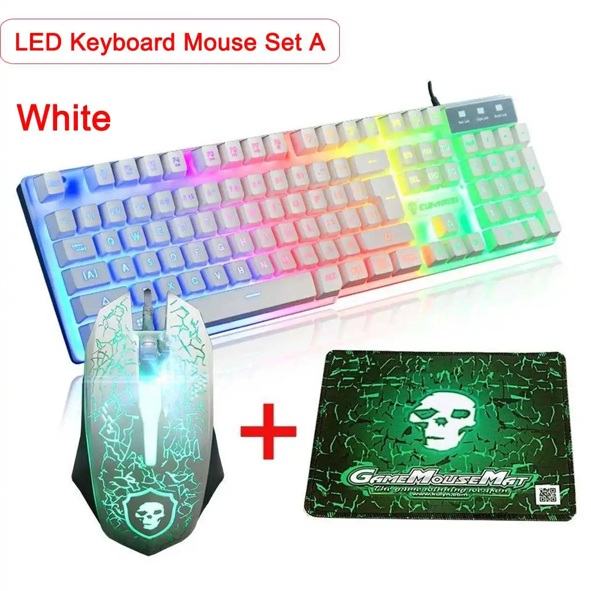 Wired Keyboard Set Проводной/беспроводной игровой набор клавиатура и мышь с радужной подсветкой USB клавиатура RGB светодиодный коврик для мыши комбинированный набор для ПК геймера ноутбука - Цвет: Wired Keyboard Set