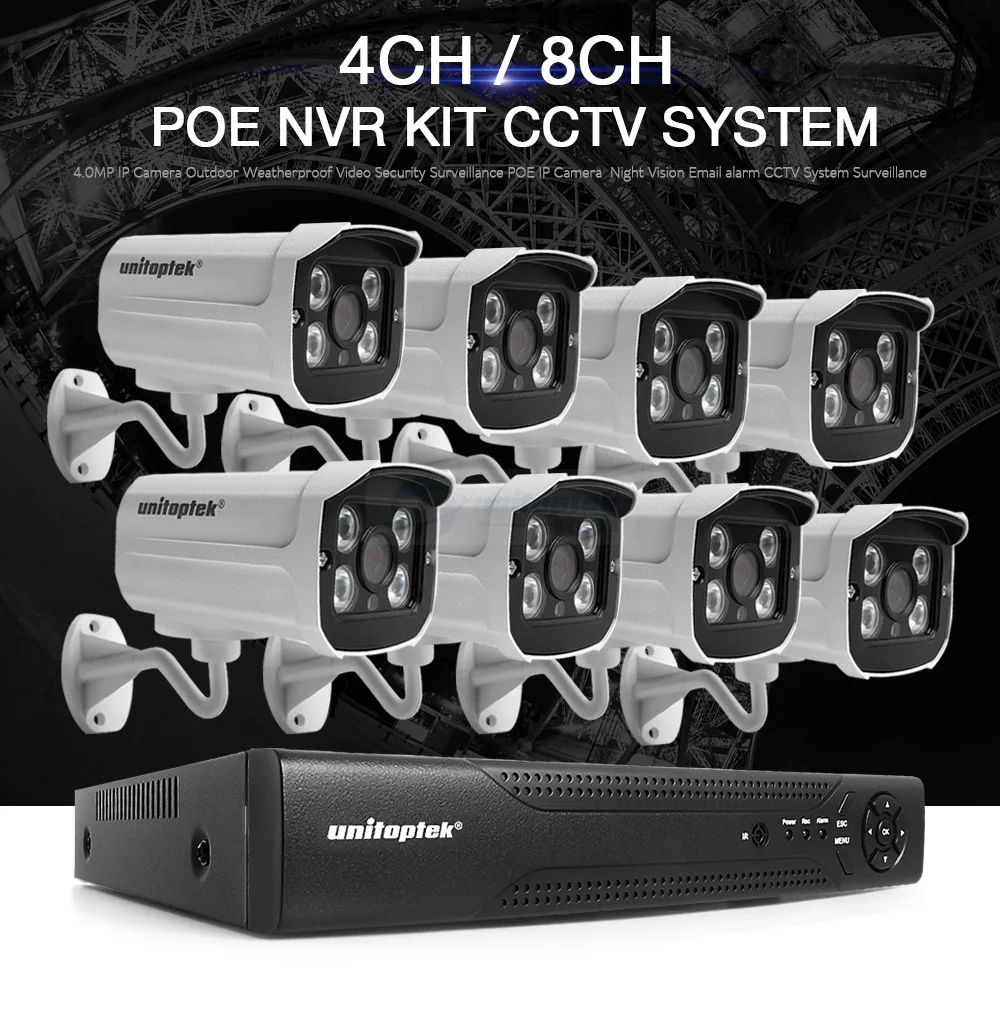 4Ch 8Ch 4MP POE камера безопасности NVR комплект H.265 CCTV система с 2592*1520 POE ip-камера наружная камера видеонаблюдения система