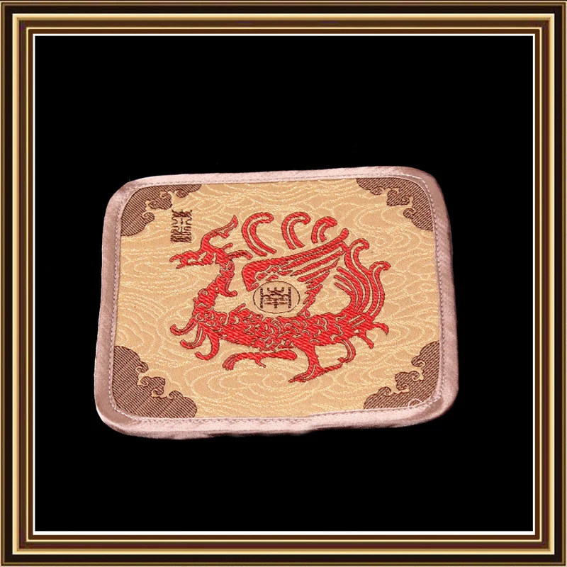 Decorative Unicorn Christmas 4 Cup Coasters Set Party Favors Chinese Silk Brocade Square Tea Coffee Coaster Monster Pad 4pcs/ | Дом и сад