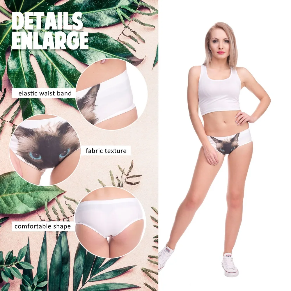 LEIMOLIS Siamese cat белые сексуальные трусики с забавным принтом женское милое нижнее