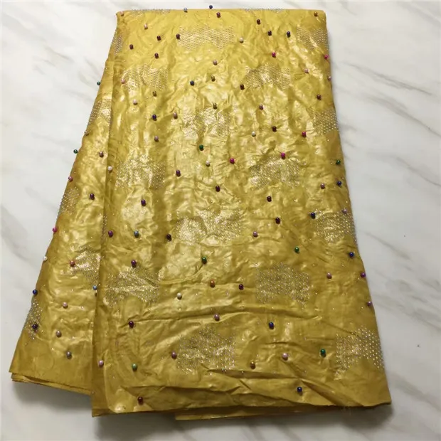 Кружевная ткань с бисером высокое качество кружево Африканский Базен riche парча