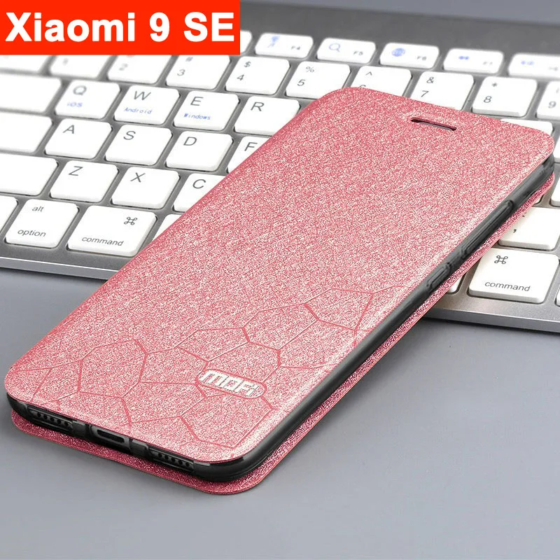 Розовый Чехол для xiaomi mi 9 se, чехол, флип, xiaomi mi 9 SE, чехол, кожа, ткань, mofi, подставка для книг, Роскошные блестящие Чехлы, 5,97 дюймов, xiaomi 9SE, чехол - Цвет: Розовый