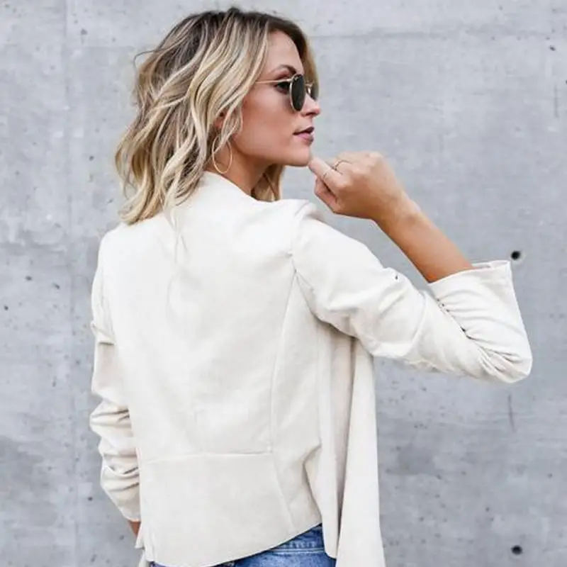 Женский кардиган из искусственной замши однотонное пальто с лацканами короткая