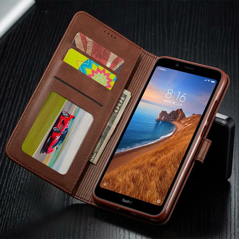 Чехол для Redmi 7A кожаный Винтажный чехол бумажник телефона откидной Магнитный Xiaomi