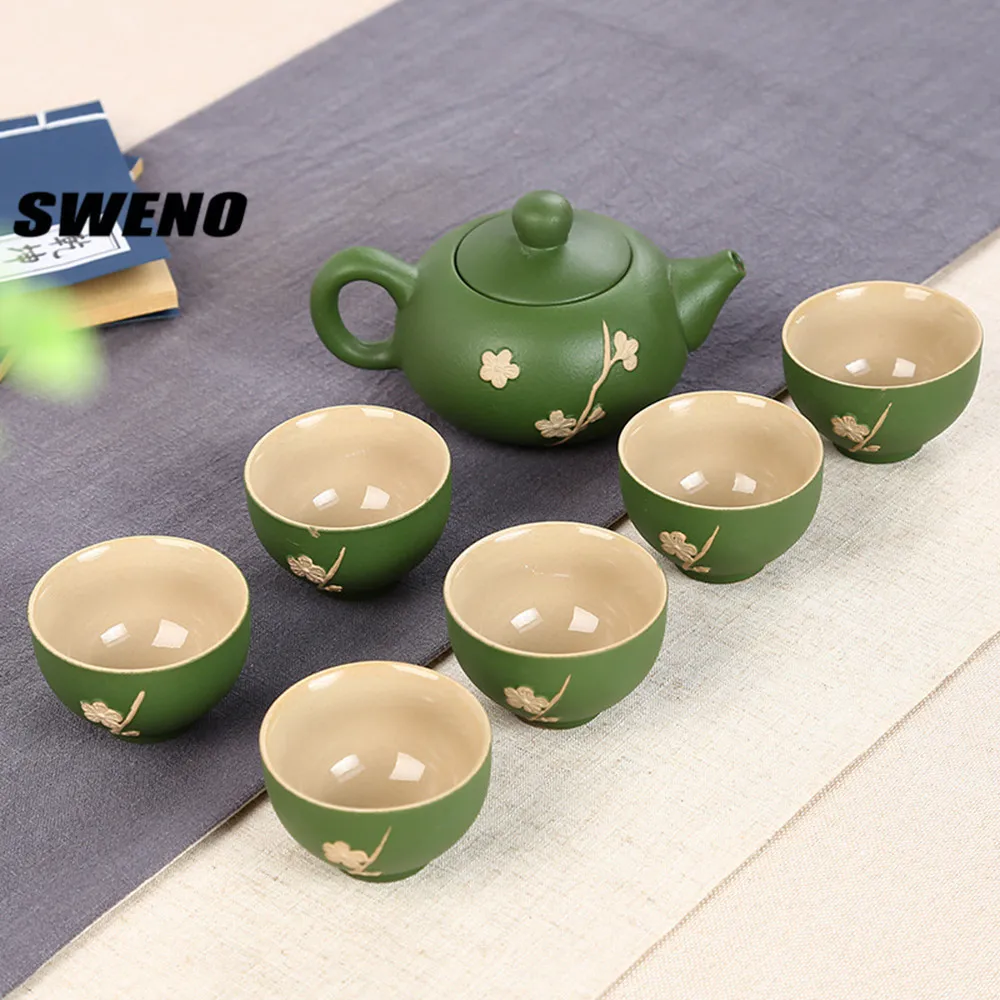 Черно-зеленый и печи обесцвечивание изысканный Керамика Чай горшок чайники