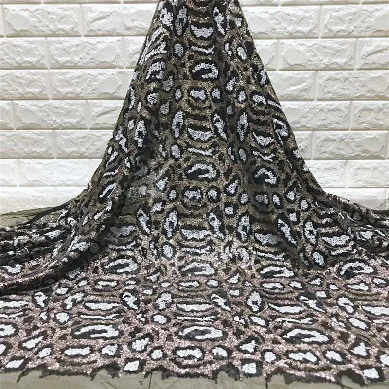 

Leopard 2019 Latest African French Lace Fabric High Quality Tulle Net Lace Fabric 5Yards Embroidery Nigerian Lace Fabric j15-75