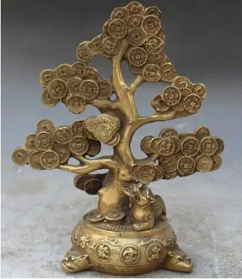 18 см Китайский Бронзовый феншуй BiXie Beast Pixiu статуя счастливого дерева | Дом и сад
