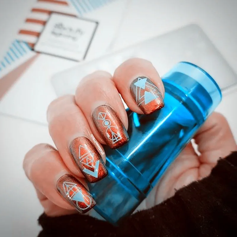Трафареты BeautyBigBang для дизайна ногтей прямоугольные летние геометрические штампы