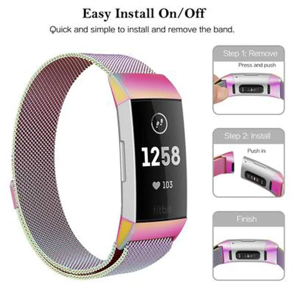 10 цветов Миланская петля заменить ремешок для Fitbit charge 3 часы браслет из нержавеющей стали ремень спортивный браслет для смарт-часов