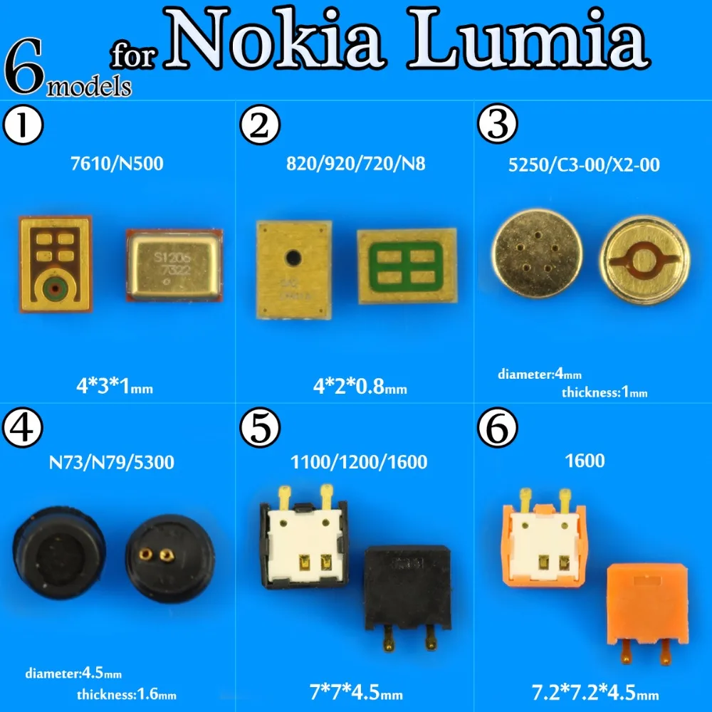 JCD 6 моделей микрофона Внутренний микрофон динамик для Nokia Lumia 7610/N500 1100/1200/1600 5250