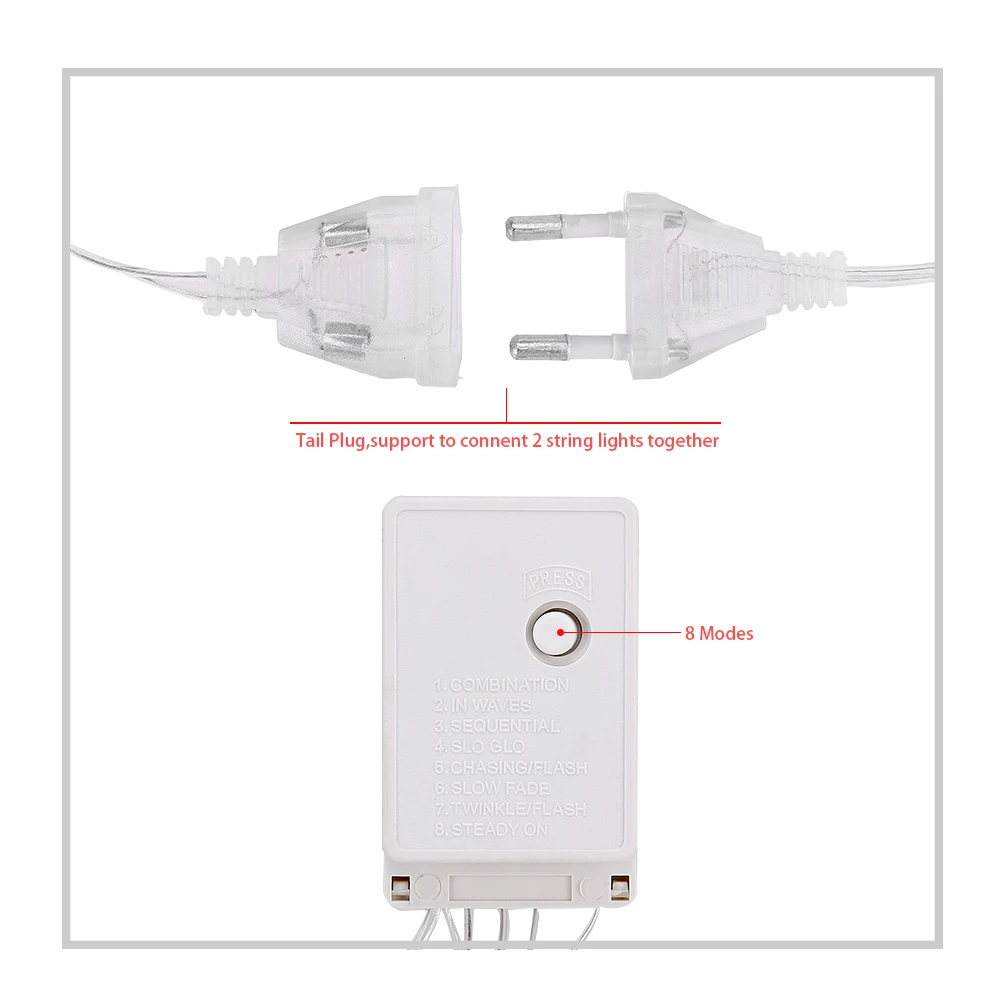 

Connectable 5M Droop 0.4 0.5 0.6M Icicle String Lights 8 Mode LED Curtain Garland New Year Christmas Tree Wedding Fairy Light#20