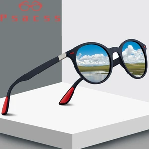 Psacss круглые винтажные поляризационные солнцезащитные очки для мужчин и женщин, Высококачественная пластиковая оправа, Классические брендовые дизайнерские солнцезащитные очки для вождения UV400