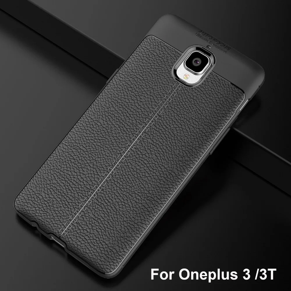 Чехол OnePlus 3 противоударный деловой кожаный текстурный Дизайн Мягкий ТПУ Матовый