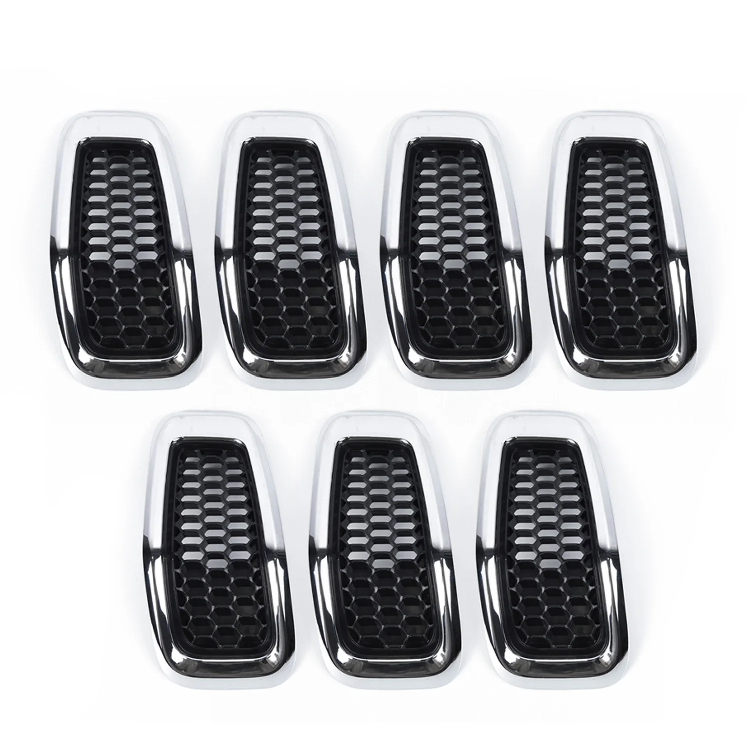 Передняя вставка сетчатая решетка Накладка для Jeep Cherokee- передние черные вставки для радиаторной решетки хромированные Чехлы Глянец 7x