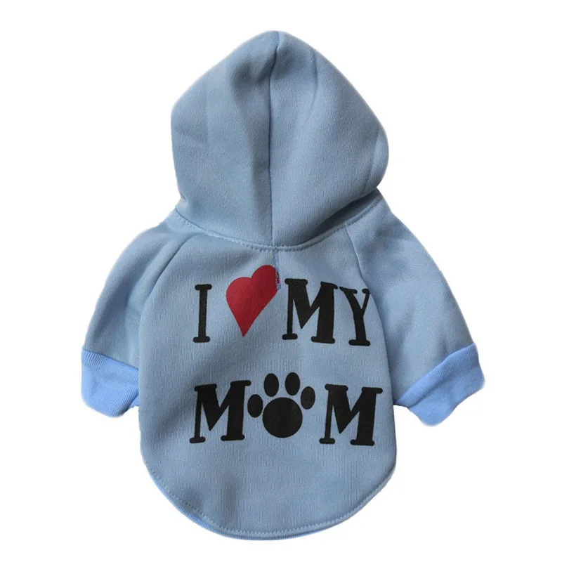 Свитер с надписью I love Mom для маленьких собак домашних животных кошек толстовка