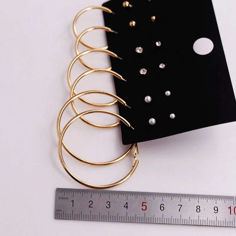 9 пар/компл. Крошечные круглые золотые серебряные металлические серьги с шариком