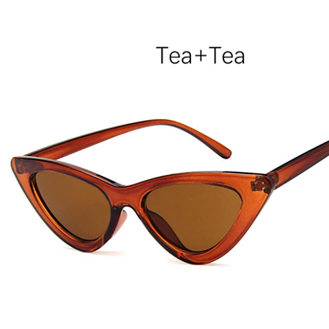 tea tea Oculos feminino, солнцезащитные очки, сексуальные, кошачий глаз, тени для женщин, модные солнцезащитные очки, брендовые, женские, Ретро стиль, треугольные, кошачий глаз, очки - Цвет линз: tea tea