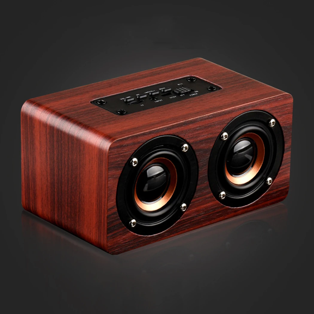 Bluetooth Беспроводной с Hands Free карты памяти AUX IN Динамик Ретро древесины HIFI 3D двойной