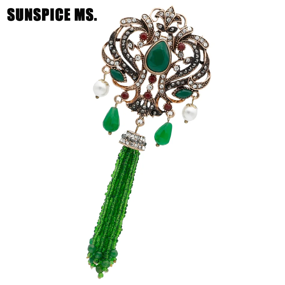 Модная женская брошь в марокканском стиле с красными бусинами и цветами булавки