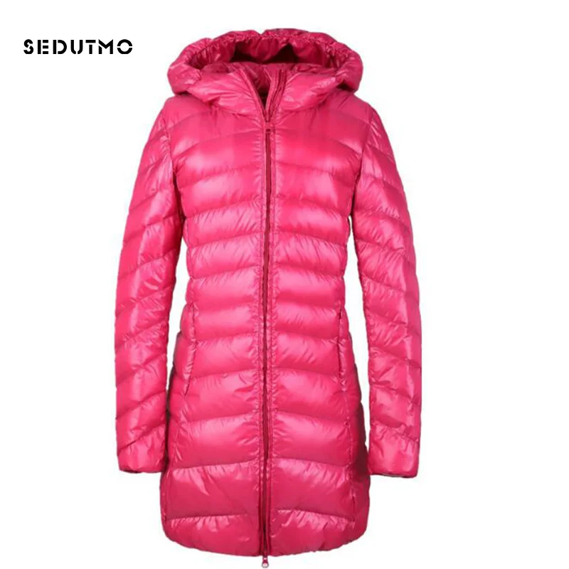 SEDUTMO 2018 Весенние длинные ультралегкие женские пуховики размера плюс 3XL утиный