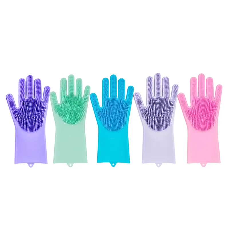 1 пара силиконовых резиновых перчаток для кухонной посуды чистящие губки мытья