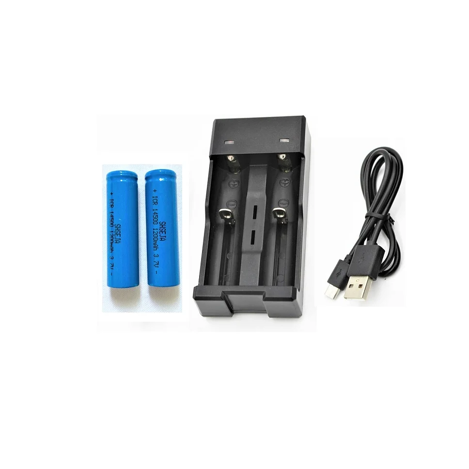 2 шт. 3 7 V 14500 1200mAh AA Li-Ion Перезаряжаемые Батарея для фонарик Фонарь + CR123A 16340 18650 USB