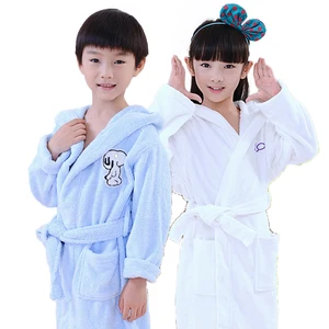 Халат детский хлопковый, с капюшоном и ремнями, детская одежда для дома