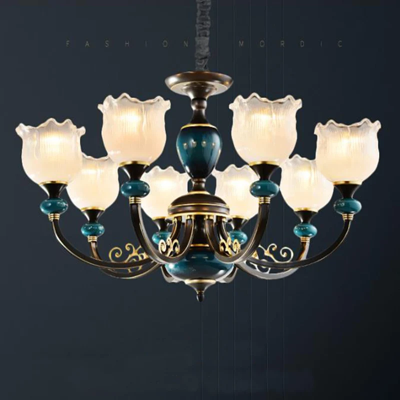 Американский Ретро светодиодный железная Люстра Свет гостиная спальня лампа