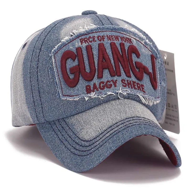 Унисекс модная мужская бейсболка женский рюкзак шляпа вышивка Guang джинсовая хип