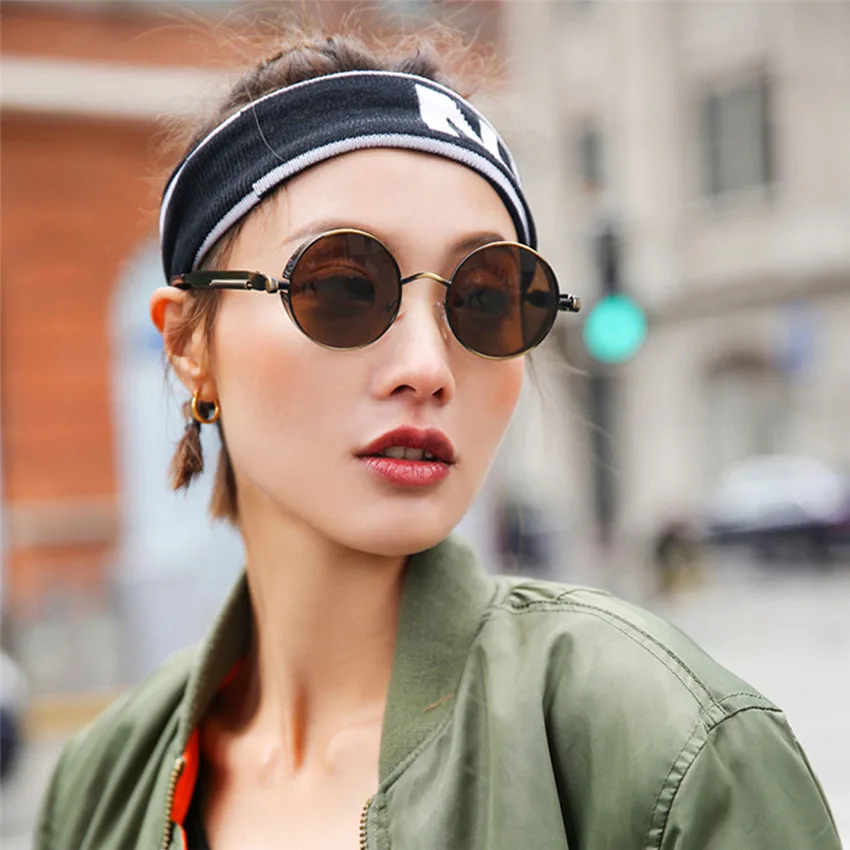 Женские/мужские круглые солнцезащитные очки в стиле стимпанк стильные женские с