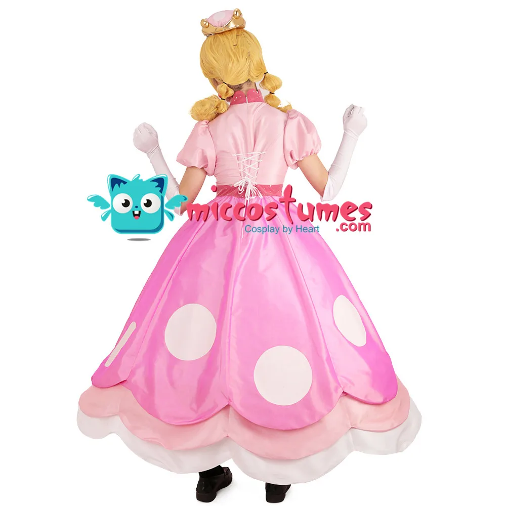 Персиковый Peachette Косплей Костюм розовое платье женский наряд на Хэллоуин