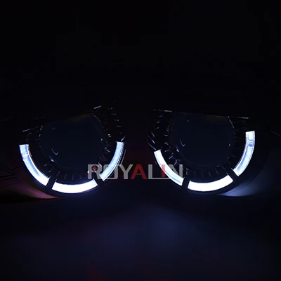 ROYALIN автомобильный 3,0 дюймов светодиодный H1 биксенон ангельские глазки фары проектор мотоциклетная ксеноновая лампа Модифицированная линза универсальная H4 H7 Лампа - Цвет: No Devil Eyes