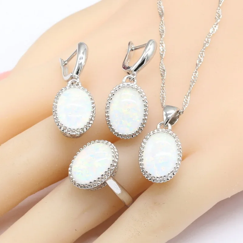 Комплект из колье и серёг с белым опалом|colorful jewelry sets|jewelry sets for womenjewelry |